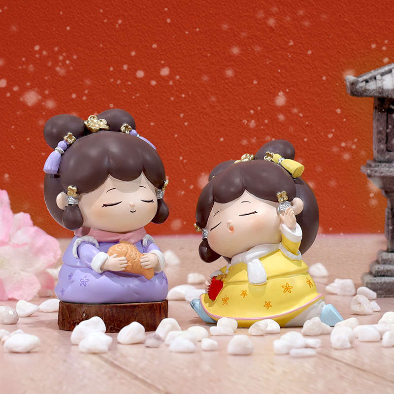 Love to Sleep Luo Meng Gege Blind Box Figurine Creative ancient-style court Doll Resin Small Decorative item Gift Cultural and creative Application Scenario