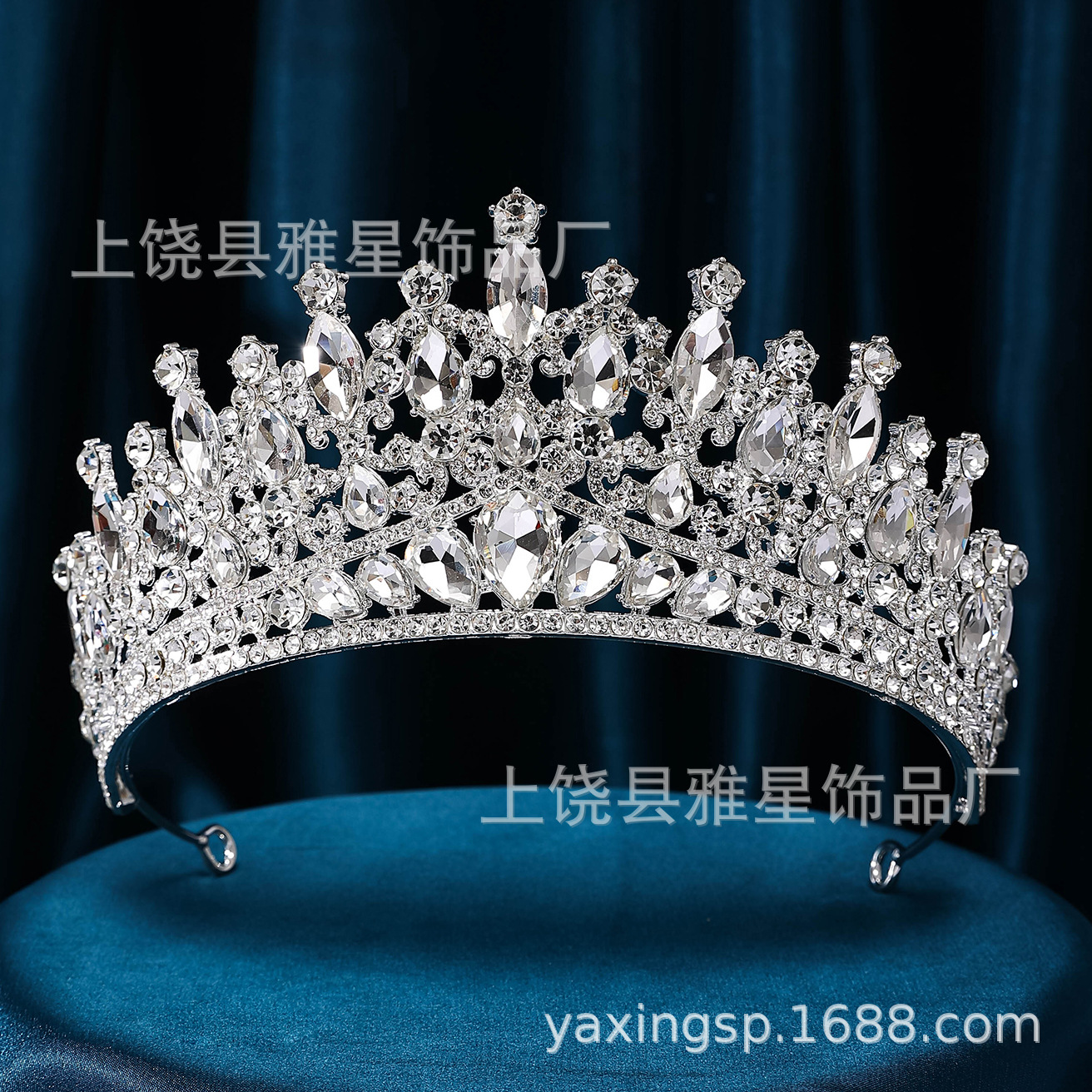 New cross-border large crown headwear for European and American brides, princess and queen wedding dress crowns, alloy large headwear Specification image