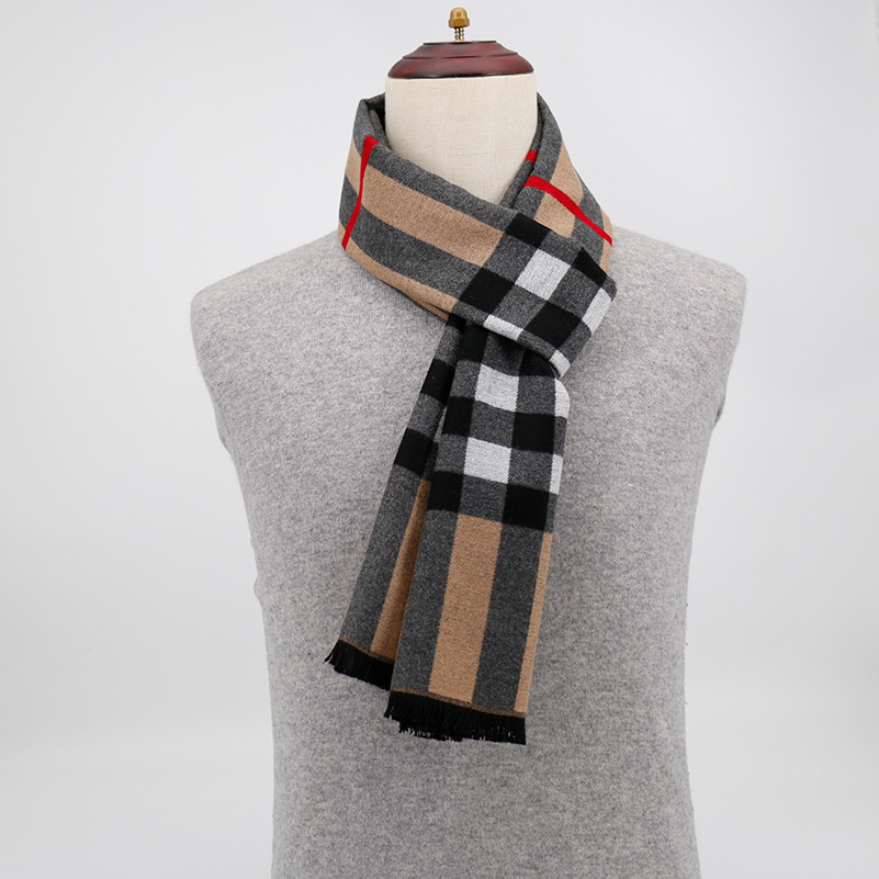One-piece consignment men's checked new winter and autumn/winter wholesale factory imitation cashmere warm Korean jacquard striped export scarf men's street stall wholesale details Picture