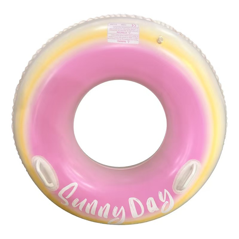 Gradient color adult swimming ring, enlarged and thickened handle, inflatable underarm ring, macaron-style women's rescue ring Item Picture
