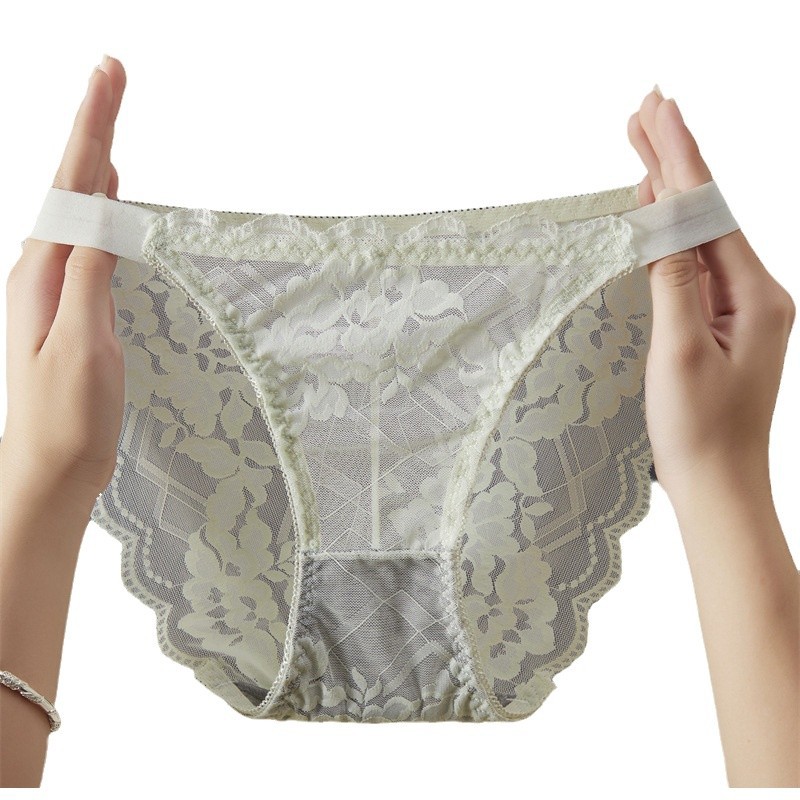 Best-selling French girl's comfortable, high-end lace sexy high-waisted seamless lace underwear, ladies' alluring triangle pants Item Picture