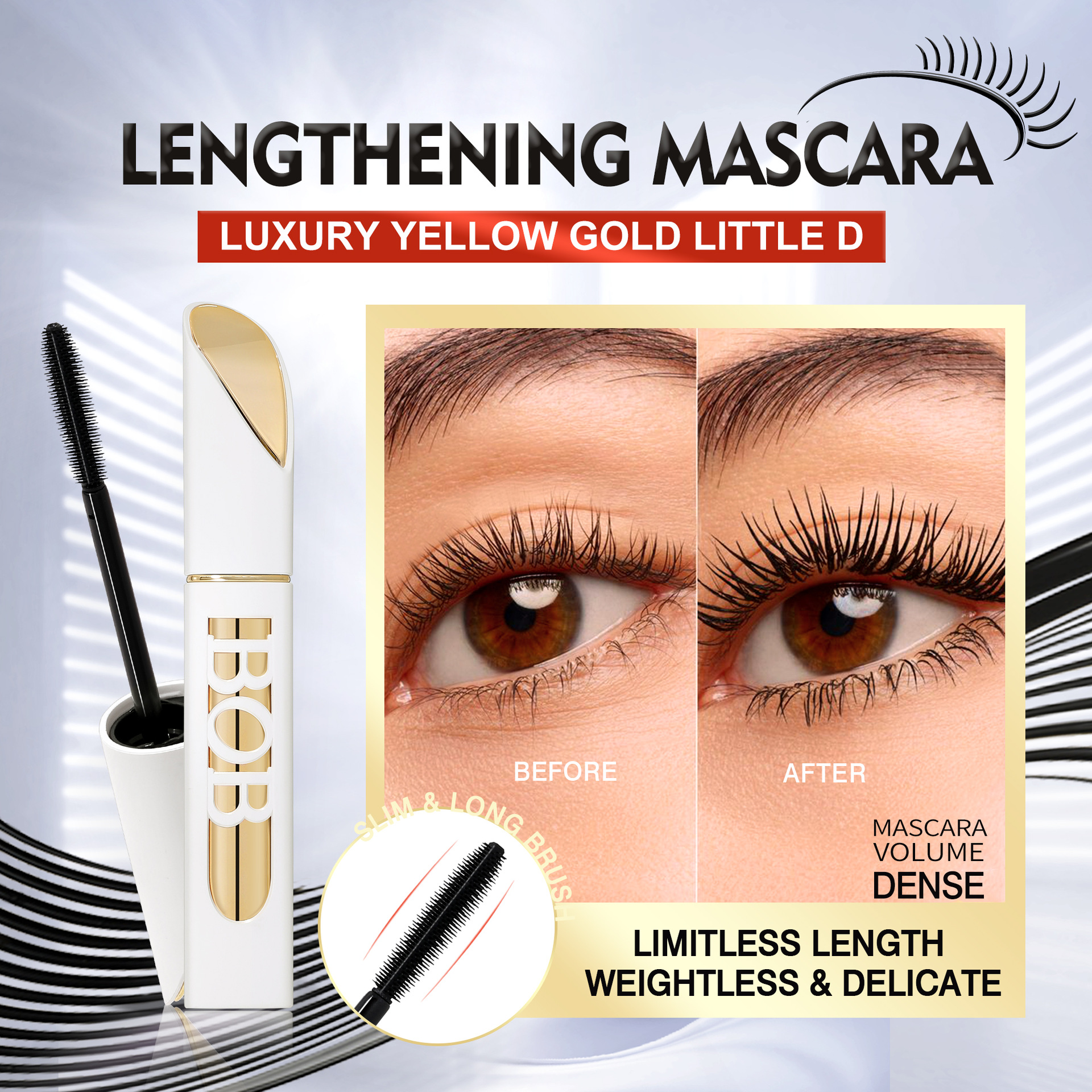 Cross-border bob base mascara is long and waterproof Specification image