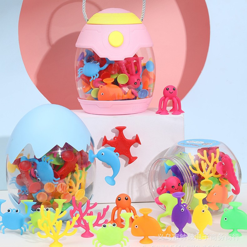 Bulk Ocean series Children's building, suction fun, sticky fun, cute ocean animals Item Picture
