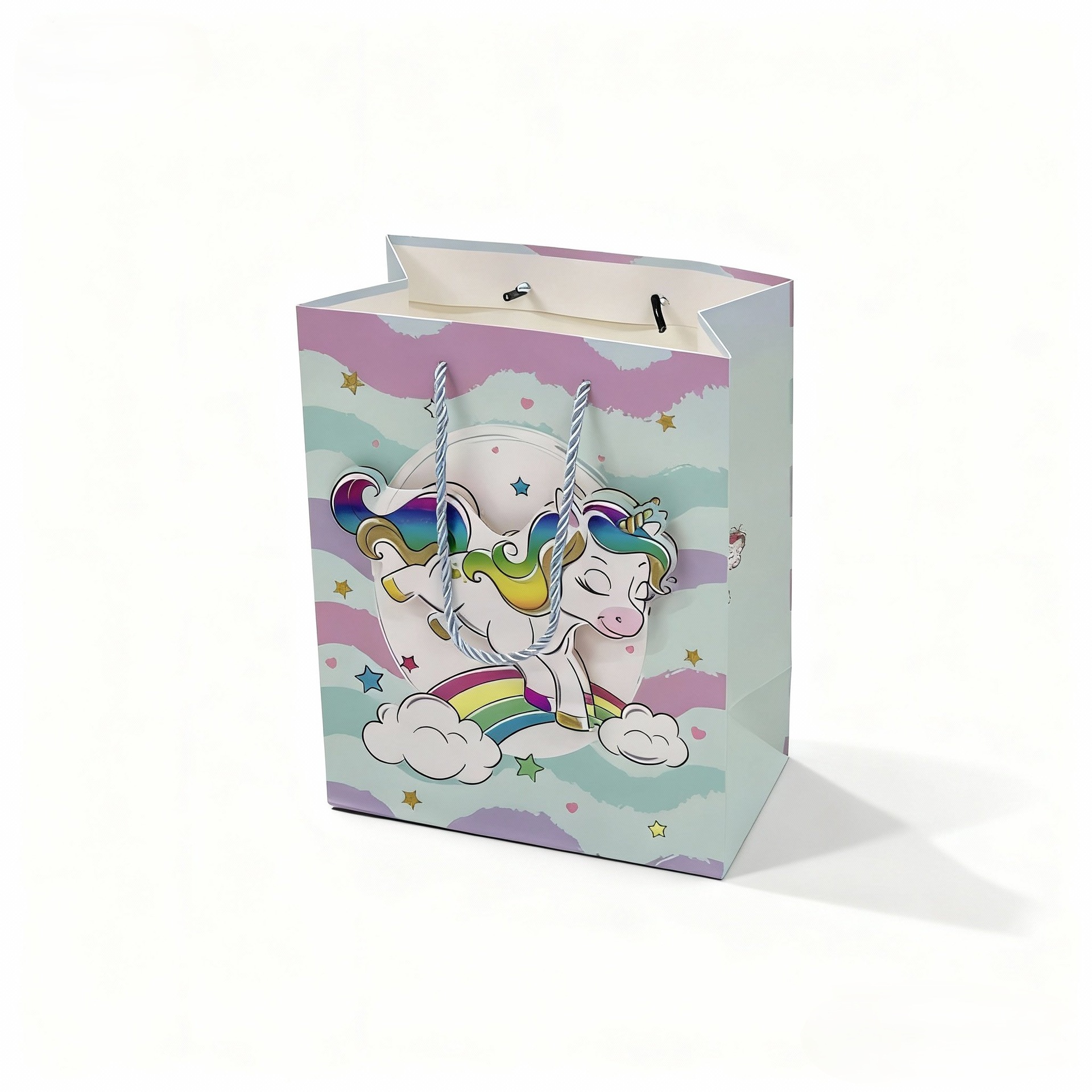 Source Factory Unicorn Cartoon gift Bag set, three-dimensional craftsmanship, children's and girls' heart birthday gift paper bag packaging Item Picture