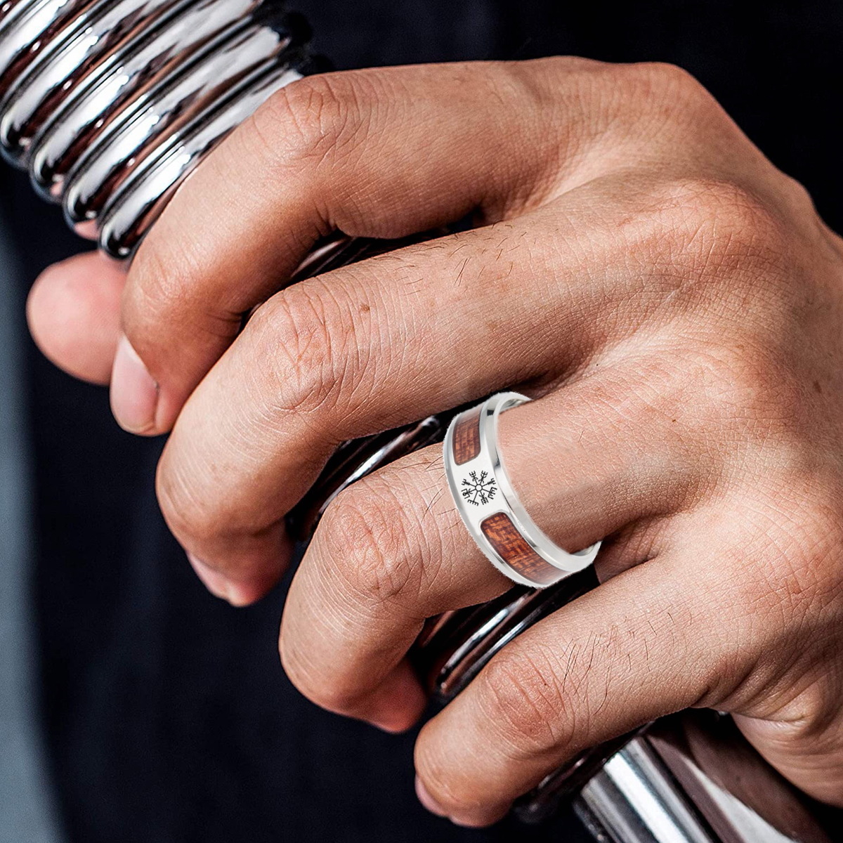 New half-circle wood grain jewelry from Europe and America, Celtic knot, Rune ring, Viking ring, Amazon new style Application Scenario