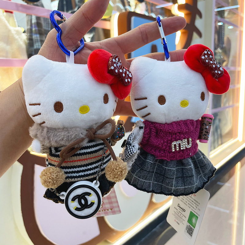 【 Genuine 】 hellokitty small pendant, cute plush doll kt doll dress, doll bag pendant Specification image
