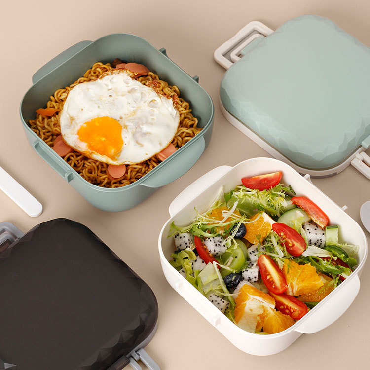 Multi-functional plastic instant noodle lunch box, student dormitory instant noodle magic tool, cafeteria serving with lid and insulated lunch box details Picture