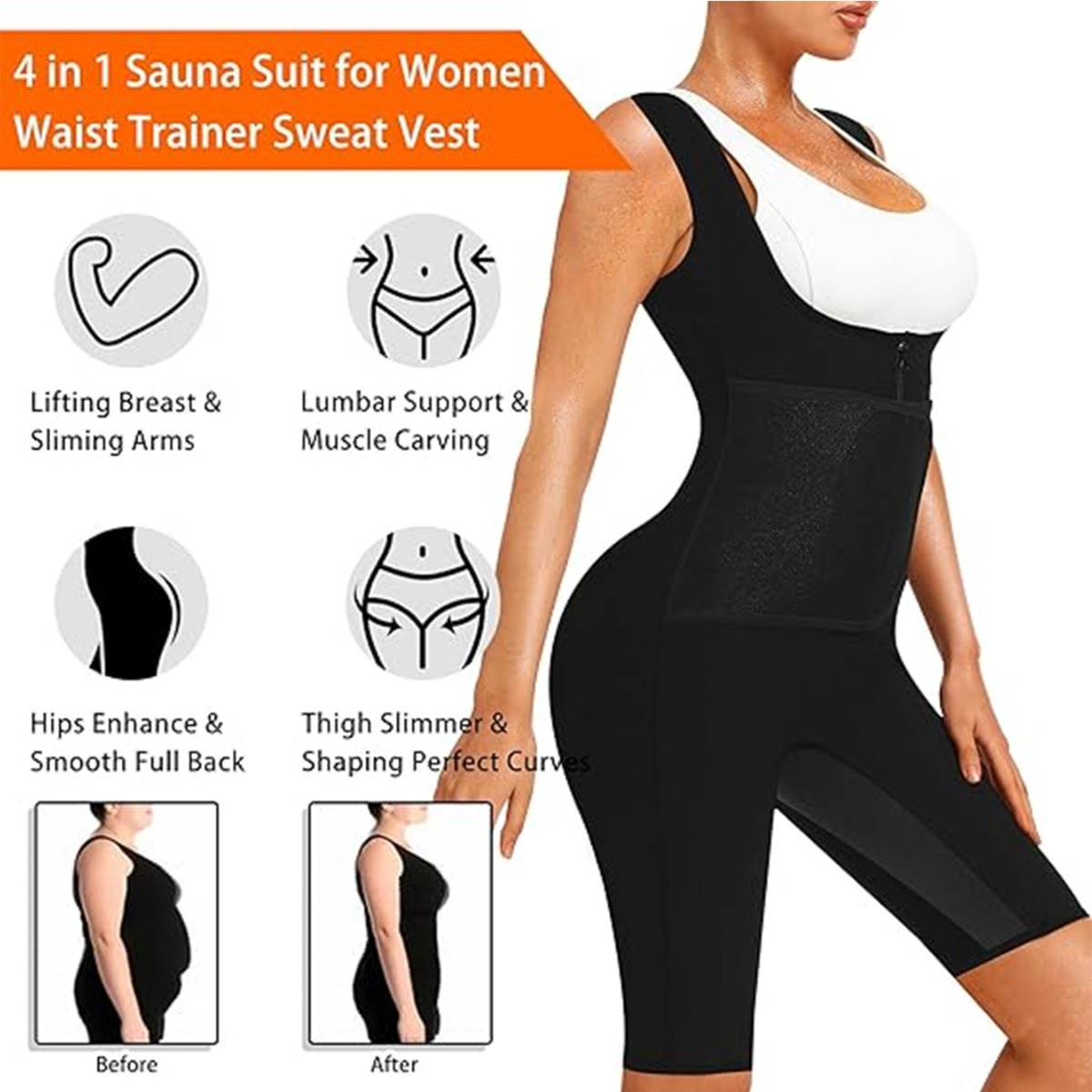 Amazon Women's running, fitness, sweating suit, cross-border shaping and body shaping corset, European and American sports one-piece shaping suit full figure