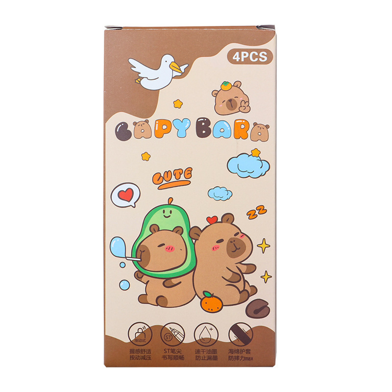 Cute Capibara gel pen, high appearance level, sponge cover, soft grip for press pen, student practice pen, black pen wholesale Item Picture