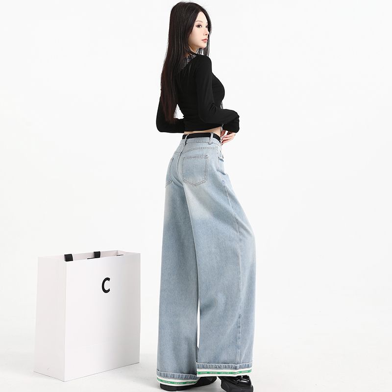 牛仔裤/华棉运动裤/牛仔裤女直筒复古/2026牛紫裤/弯刀姐妹裤产品图