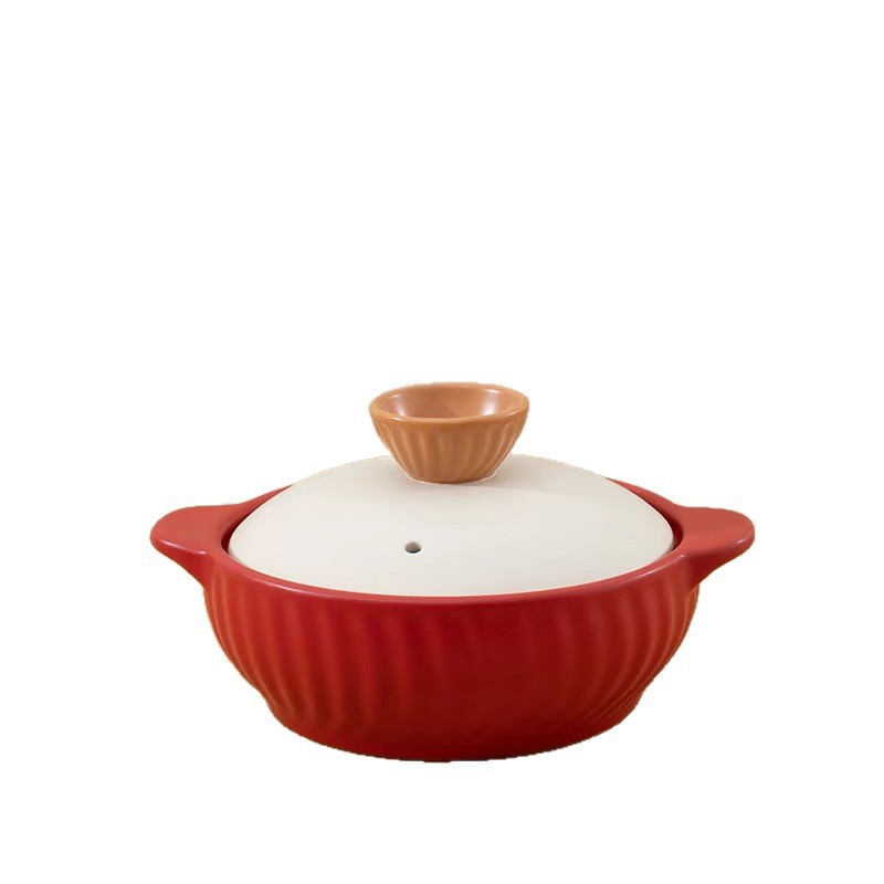 2025 New type of clay pot household gas open flame stew pot ceramic high-temperature resistant dry-burning without cracking 煲仔饭 soup pot for making soup Item Picture