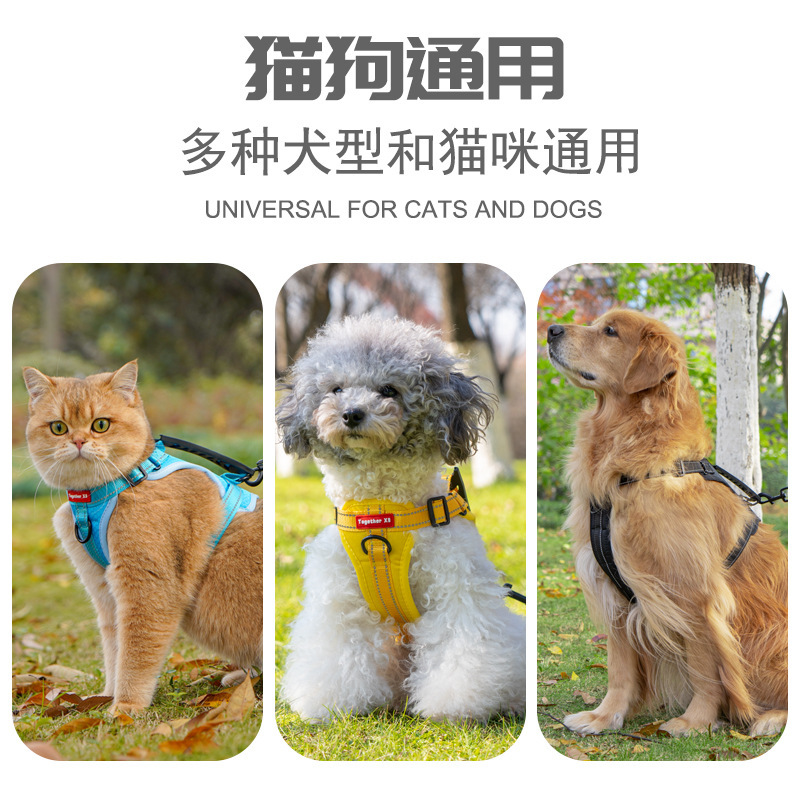 Pet chest and back straps, dog leashes, retractable straps, dog walking supplies, pet leashes, pet leashes, pet supplies, essential for pet outings Specification image
