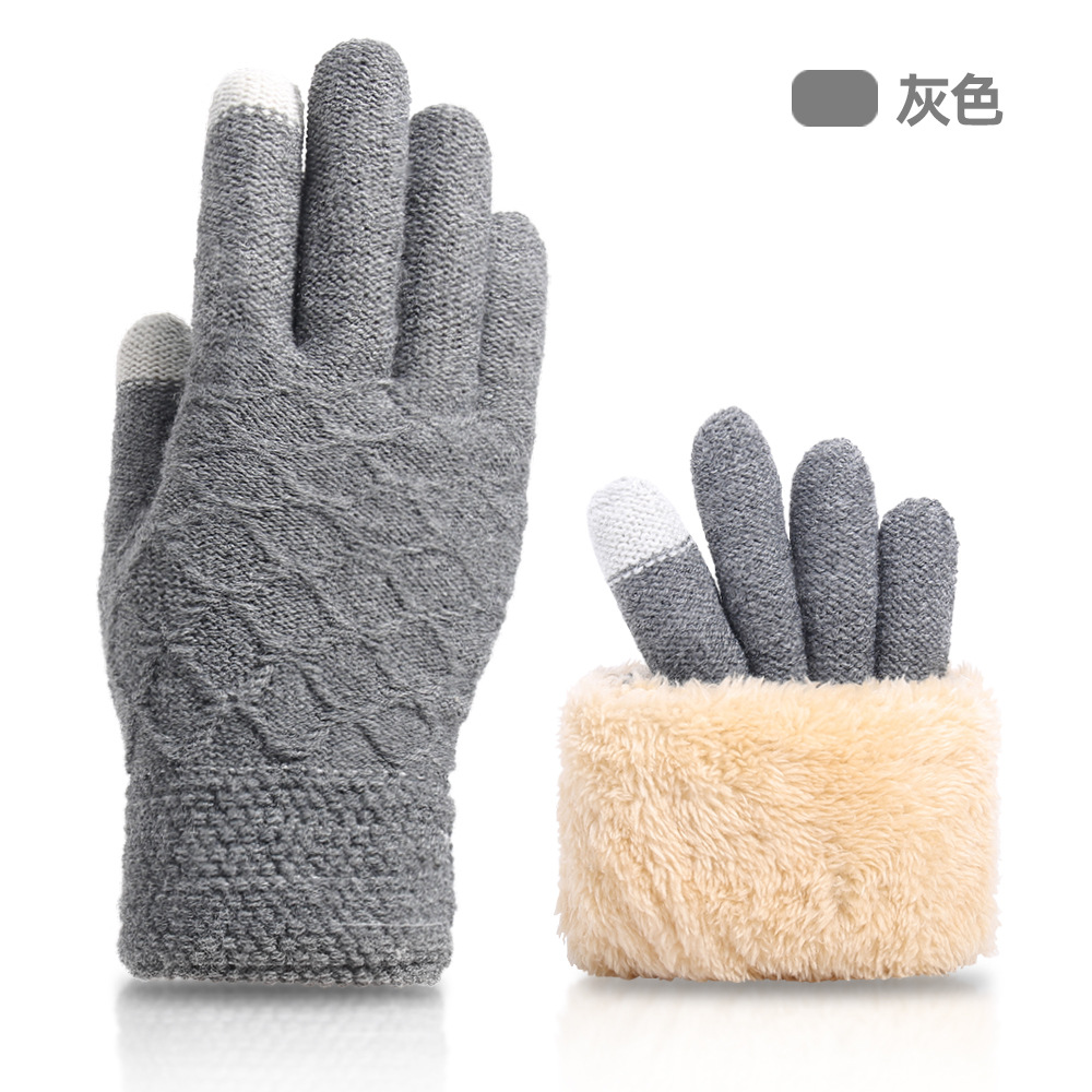 Autumn and winter touch screen gloves for men, double-layer thickened warm woolen knitted gloves for cross-border use Application Scenario