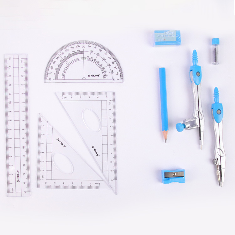 Yalong Cross-border Professional children's pencil compass set, round radius size scale, colored plastic compass for schools Application Scenario