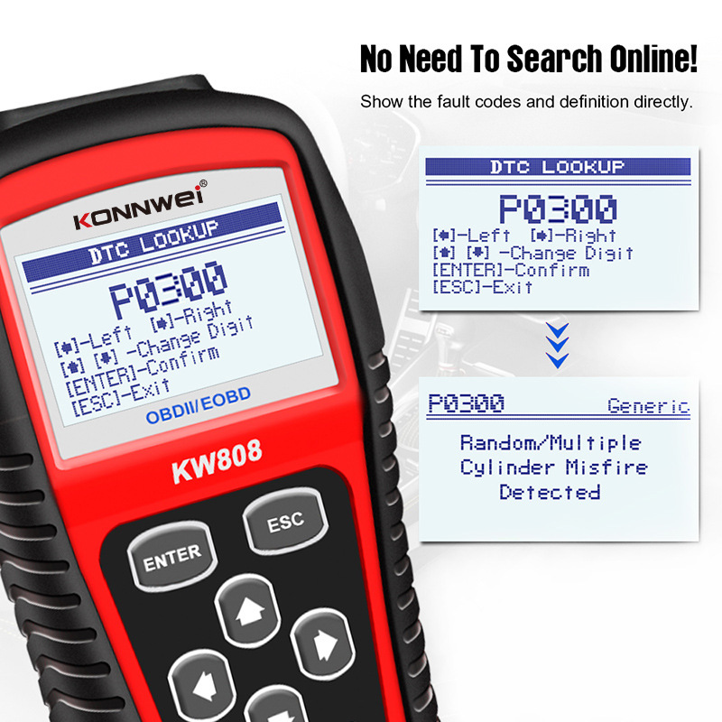 The same model as MS509, KW808OBD2 EOBD SCANNER TOOL automotive fault scanner diagnostic instrument Specification image