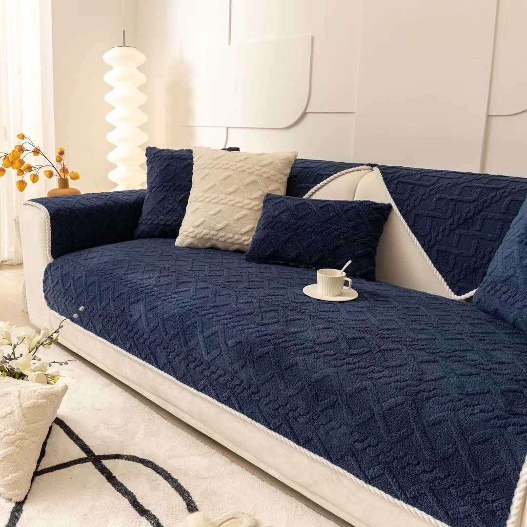 Simple sofa cushion, all-season suitable sofa cover, thickened plush seat cushion, winter anti-slip cover cloth custom Specification image