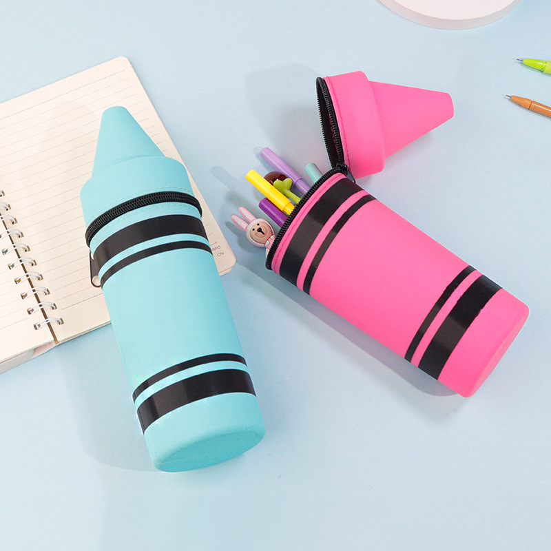 New silicone crayon pencil case, large-capacity portable folding anti-drop pen holder, primary school stationery storage bag details Picture