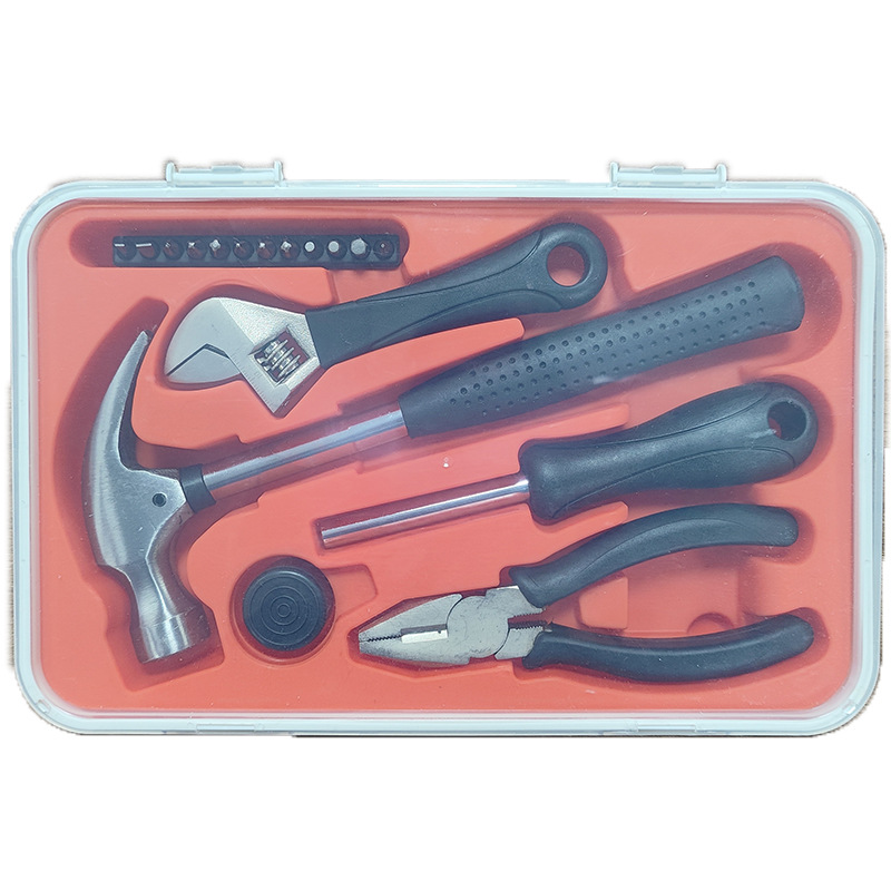 Customized 17-piece household toolbox set, a multi-functional maintenance portable manual combination tool for electricians and carpenters