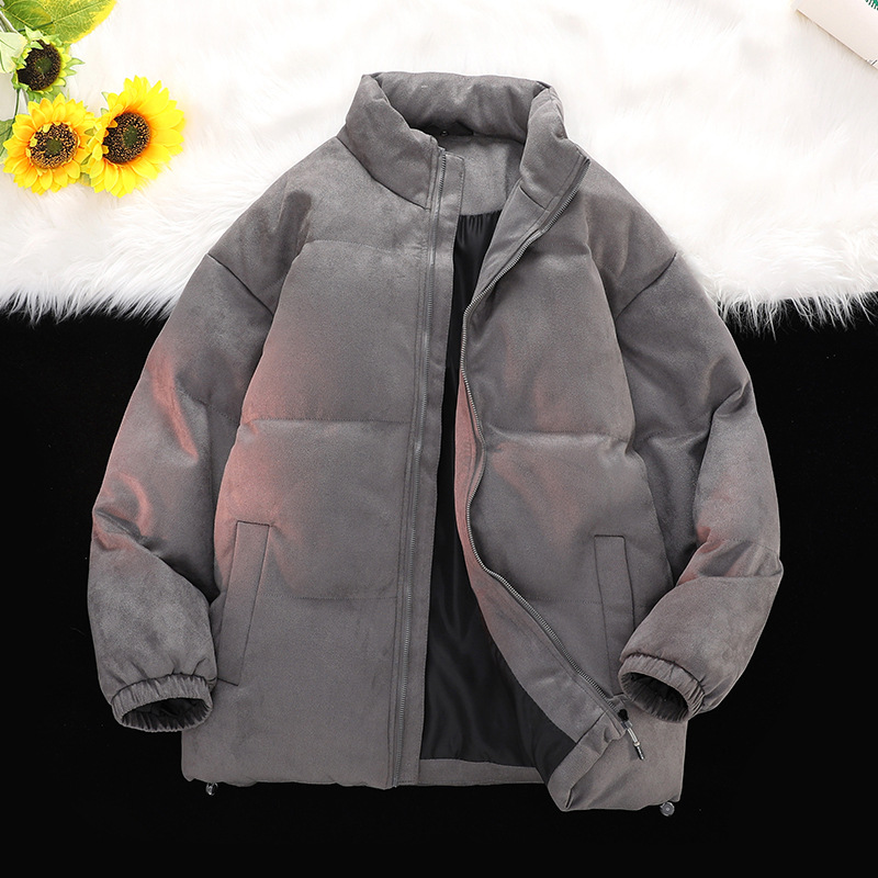 Customizable LOGO thickened suede cotton jacket for both men and women, loose cotton coat, breaded jacket, stand-up collar coat Application Scenario
