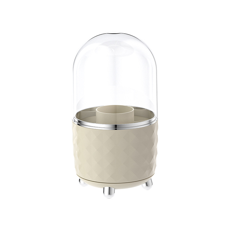 Makeup brush storage box, rotating desktop, cosmetics and lipstick storage, dressing table, compartmentalized dust-proof storage cylinder, shelf Item Picture