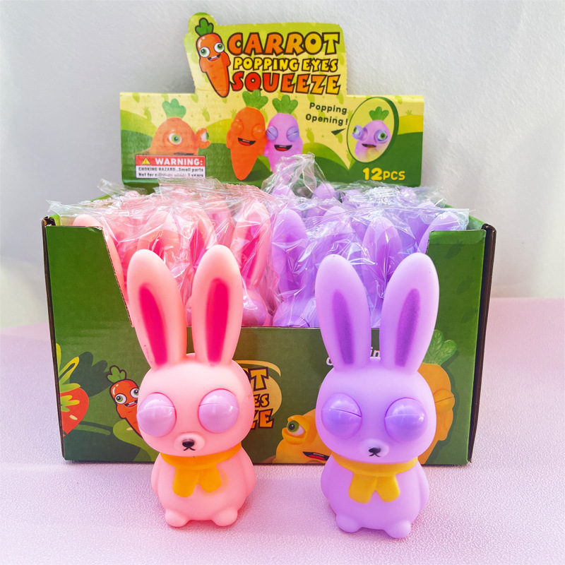 Wholesale of long-eared and eye-popping rabbit figurines, fun cartoon animals, stress-relieving and venting office gifts, decorative items and dolls Application Scenario