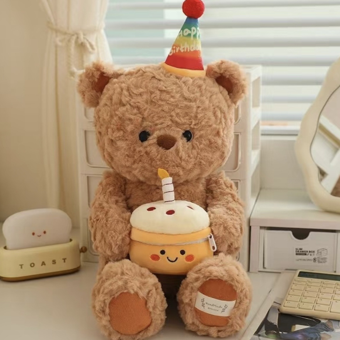 Influencers burst cumpleaños oso peluche bondadoso pastel de cumpleaños abrazo dormida almohada pastel lindo oso muñeca Specification image