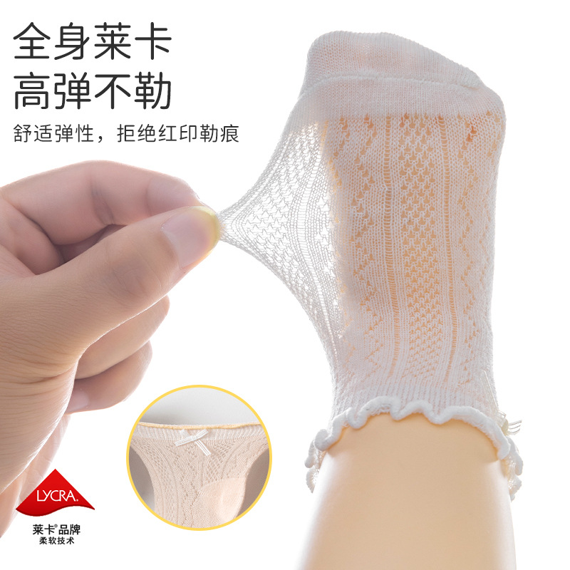 Spring/Summer 2025 baby socks, lace mesh mid-calf socks, thin breathable princess socks, 0-1 year old newborn baby socks details Picture