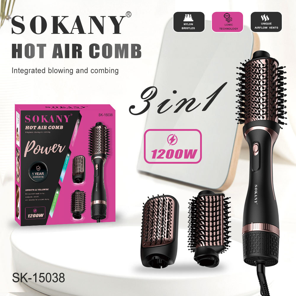 Export SOKANY15038 Hot air comb for home women, electric hot air comb, 3-in-1 air comb Specification image