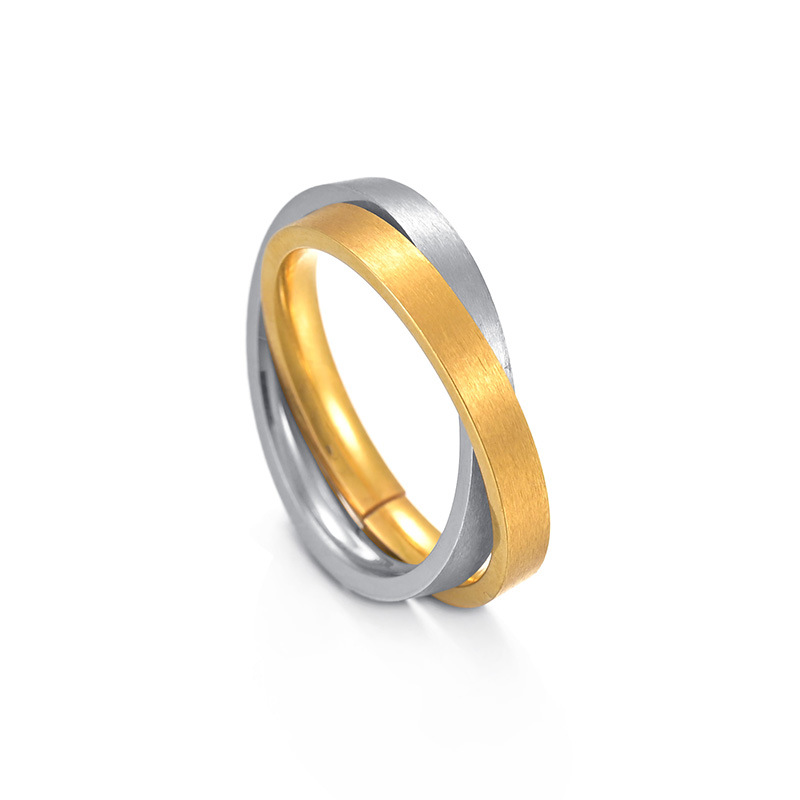 Cross-border Amazon popular jewelry supply: Two-color, two-piece titanium steel ring, vacuum electroplated in the furnace, no color fading Application Scenario