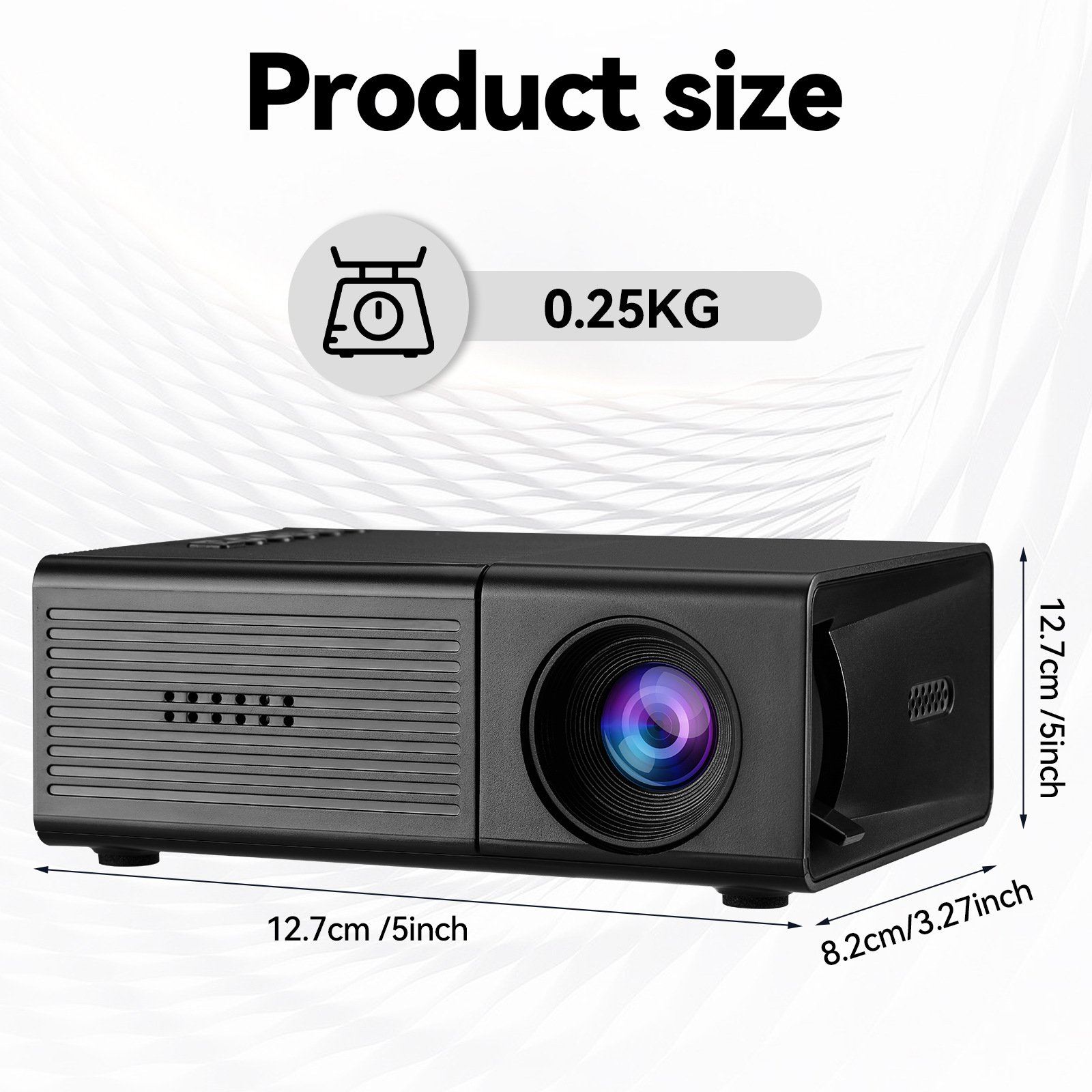 The new M3S cross-border mini projector, a portable LED micro projector for home use, is a high-definition 1080p product from TEMU Specification image