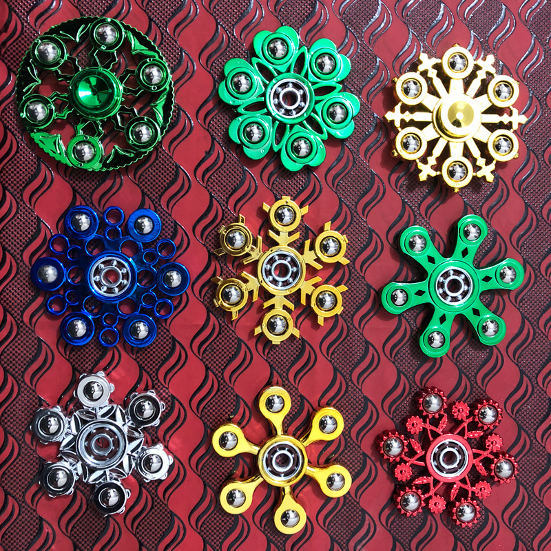 新款电镀钢珠指尖陀螺学生手指六珠指间陀镙儿童地摊玩具工厂批发细节图