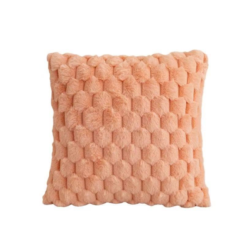 Cross-border Nordic-style imitation rabbit fur checkered pillowcase sofa, living room headboard, bay window, multi-color cushions, soft-padded cushions Item Picture