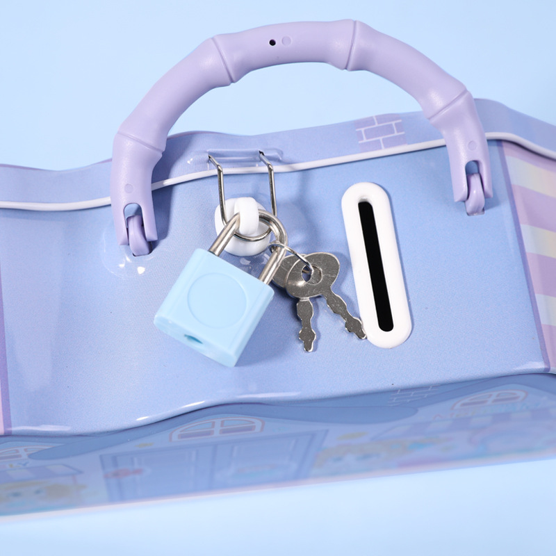 Cartoon iron house, survival money box for men and women, children's cartoon creative piggy bank, home ornaments, loose change storage box Application Scenario