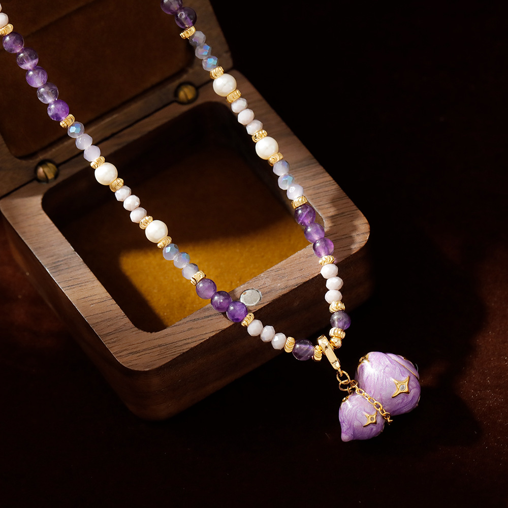 Hyacinth New Chinese style enamel drop glaze Gourd pendant Necklace for Women, 2025 New trendy Douyin bestseller sweater chain Application Scenario