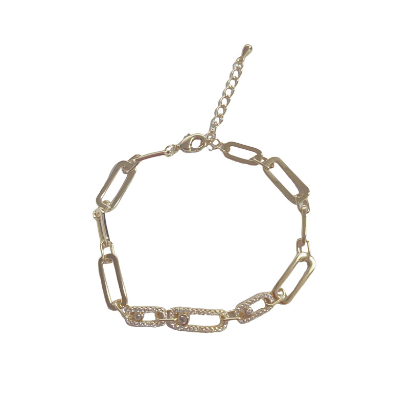 Moda transfronteriza moda ligera extravagancia con diamantes anillos de cadena geométrica pulsera de nicho temperamento diseño único sentido versátil pulsera superflash para mujeres Item Picture