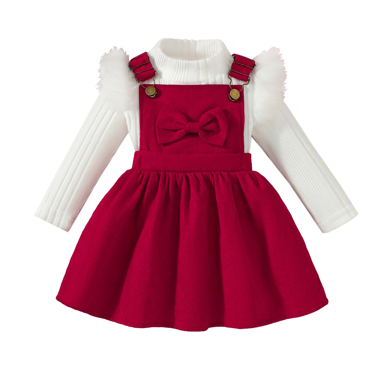 【 New Style 】 Amazon Temu Children's Clothing Christmas T-shirt and Halter Dress Set for cross-border e-commerce Item Picture