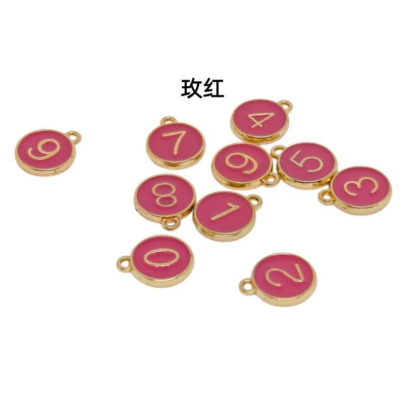 DIY jewelry accessories: alloy double-sided oil-dripping, multi-color digital and letter pendants, bracelets, necklaces, and pendants Item Picture