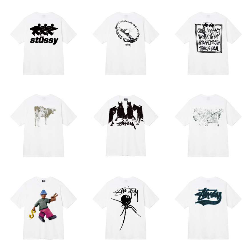 Stussi STU2024 new T-shirts for men and women, short-sleeved T-shirts, plush cows, summer T-shirts, loose, 230g