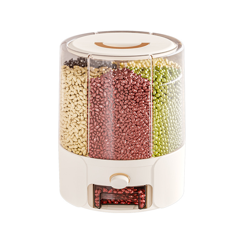 Rice bucket, five-grain storage box, rotating seal, insect-proof and moisture-proof, household food-grade storage grain 2026 new style Item Picture