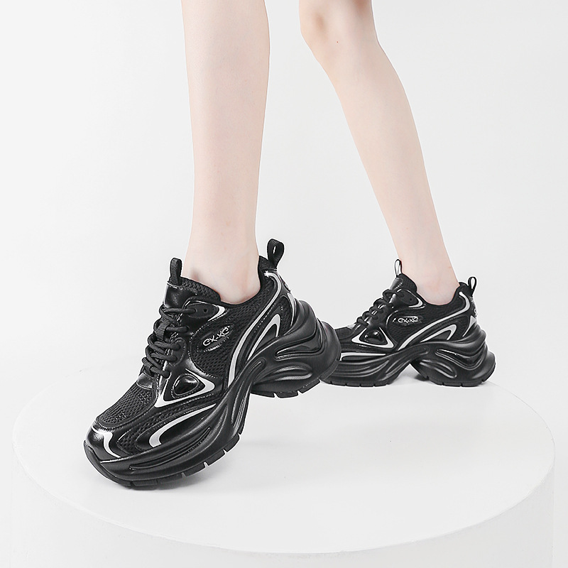 鞋子女士夏季舒适/白鞋增高/飞织/乐福鞋女春夏气质/女士休闲皮鞋产品图