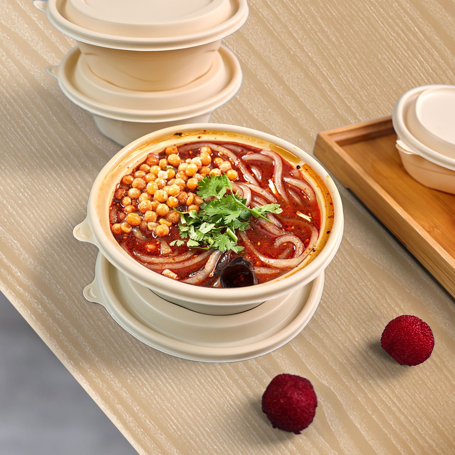 玉米淀粉一次性餐盒分格食品级家用外卖打包外卖盒环保降解带盖