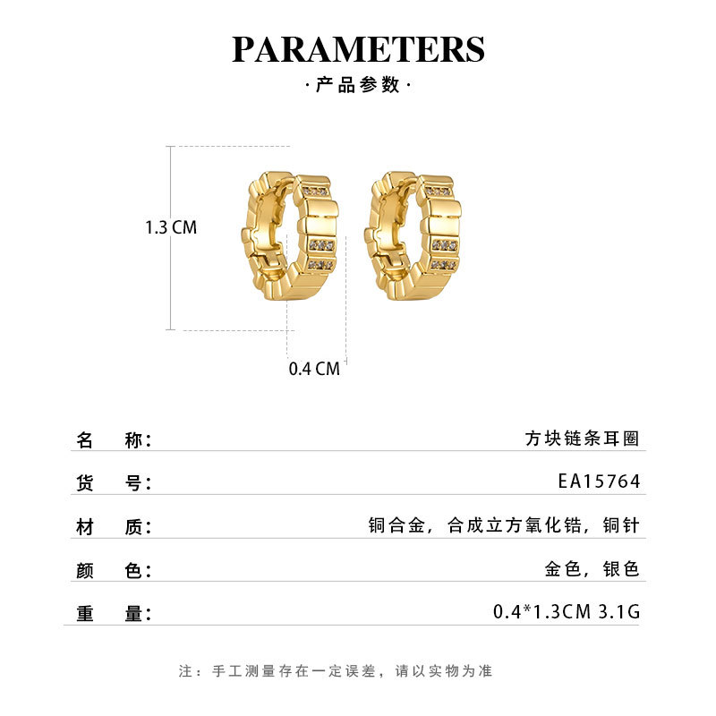 The source factory's block-shaped spliced and closely inlaid circular ear buckles offer a light luxury professional style with a high-end feel. We support consignment and mixed batch Specification image