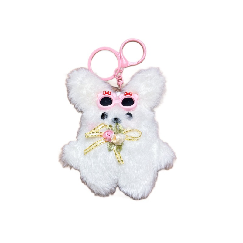 小礼品挂件做活动地推地摊可爱毛绒公仔挂饰钥匙扣吱吱叫玩偶批货白底实物图