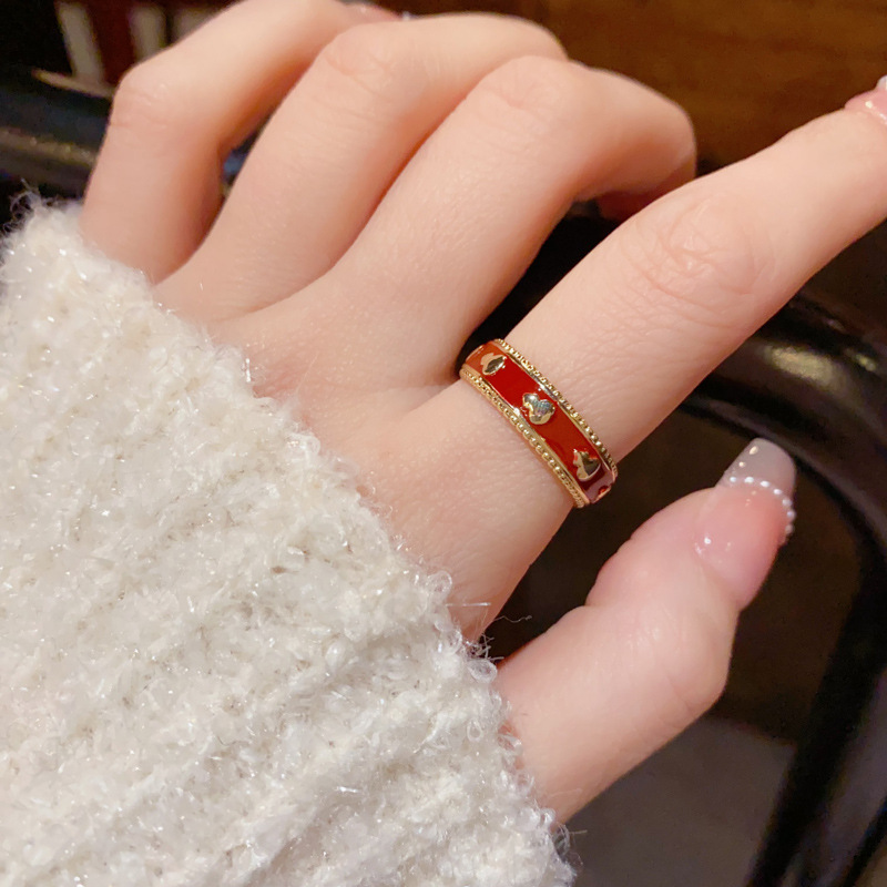 New Chinese-style fashionable retro new Chinese-style red gourd open ring, real gold electroplated adjustable fortune ring wholesale Specification image