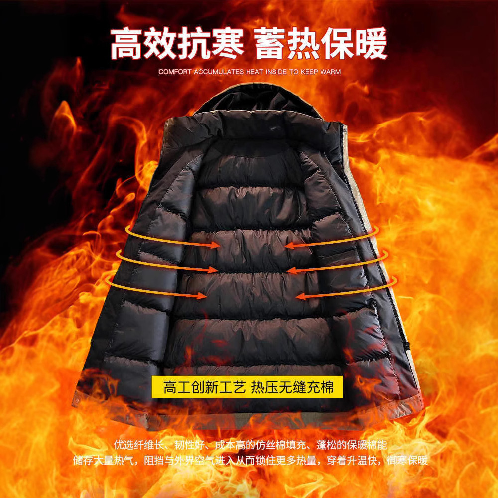 NASA down cotton-padded jacket, men's mid-length military overcoat, winter thickened new cotton-padded jacket, knee-length Northeast thick cotton-padded jacket details Picture