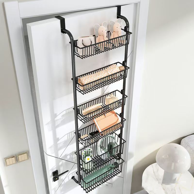 The round tube-sized hanging basket rack behind the door, multi-layer storage rack, bathroom door hanging rack, multi-functional organization