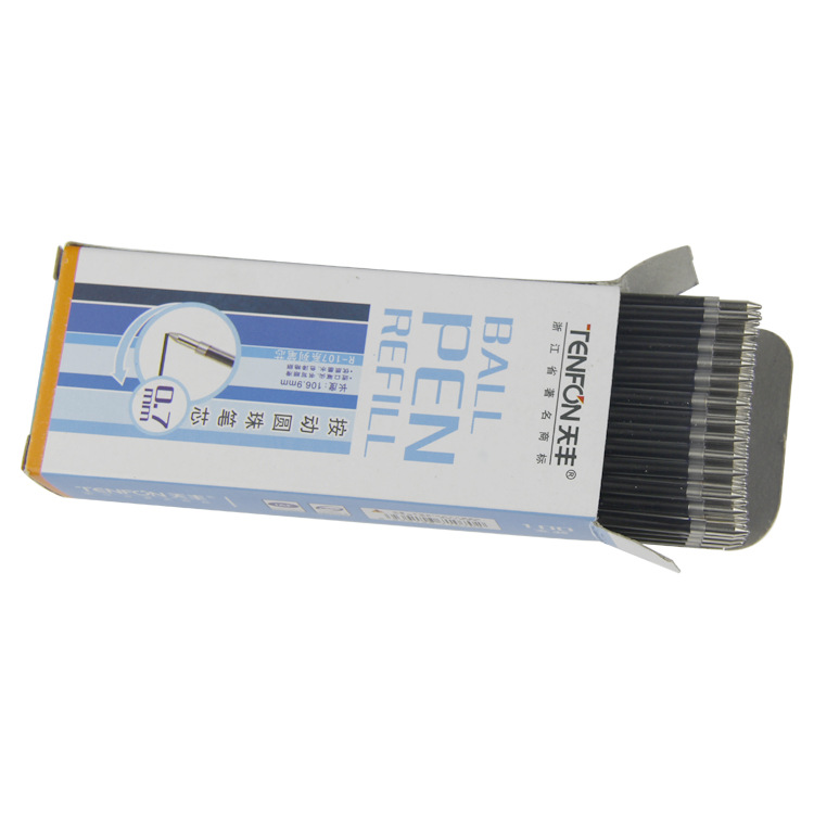 Ballpoint pen refill jumping Ballpoint pen universal 107 refill wholesale, red, blue and black, 100 pieces per box, no oil break Specification image