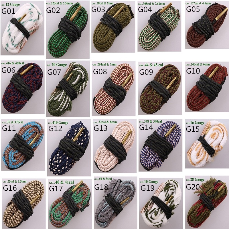 Wholesale of cross-border gun ropes of various specifications 12GA/5.56MM/7.62MM/9MM, cleaning cotton brushes, gun barrel brushes, and rope brushes full figure