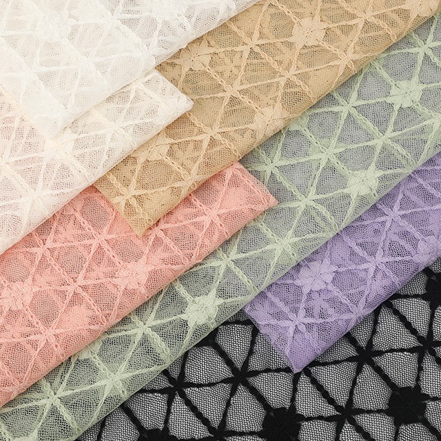 Custom-made lace fabric cut-out dress, lace clothing fabric, multi-color in-stock evening dress, polyester lace fabric