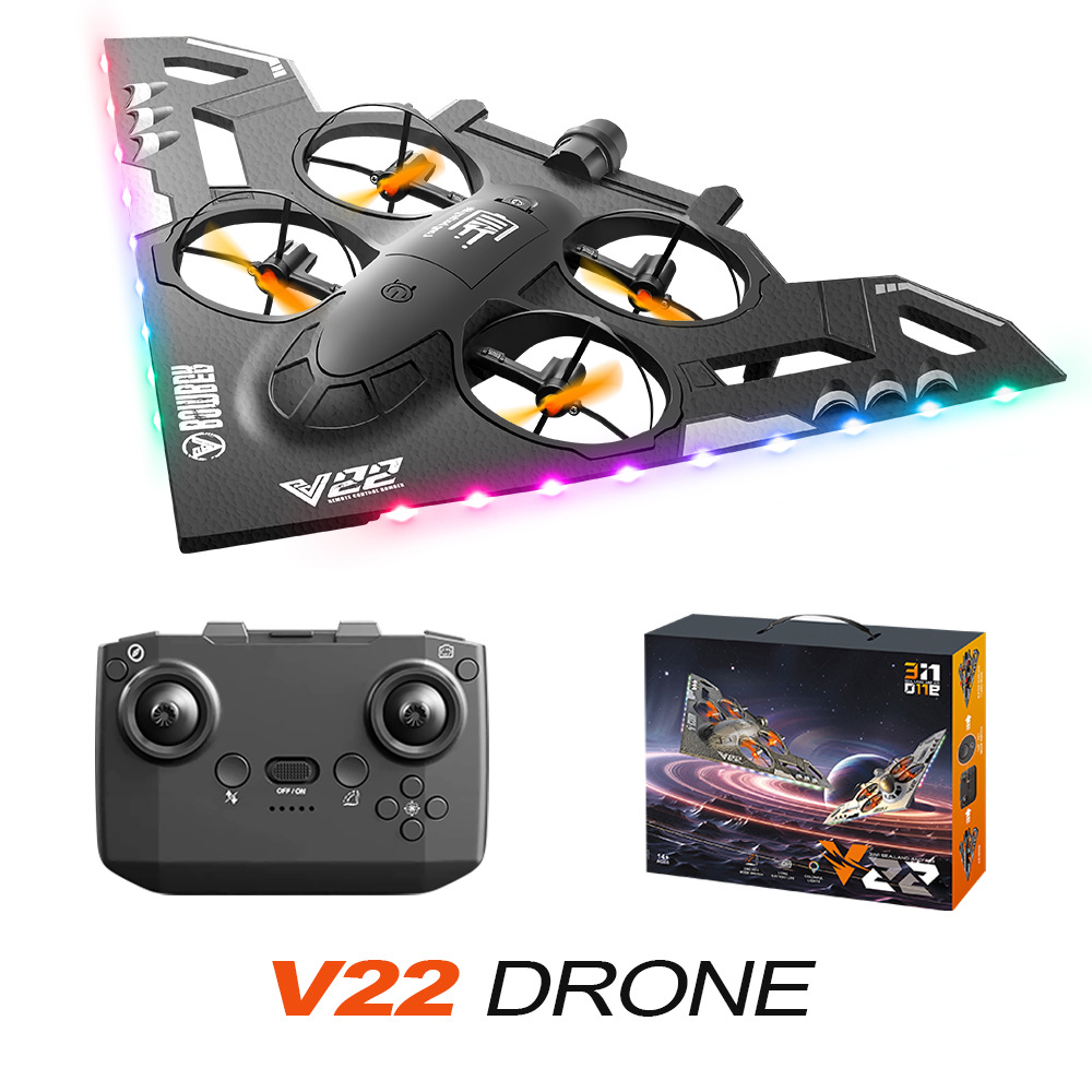 跨境V22 无人机海陆空遥控耐摔耐撞飞机滑翔机四轴无人机